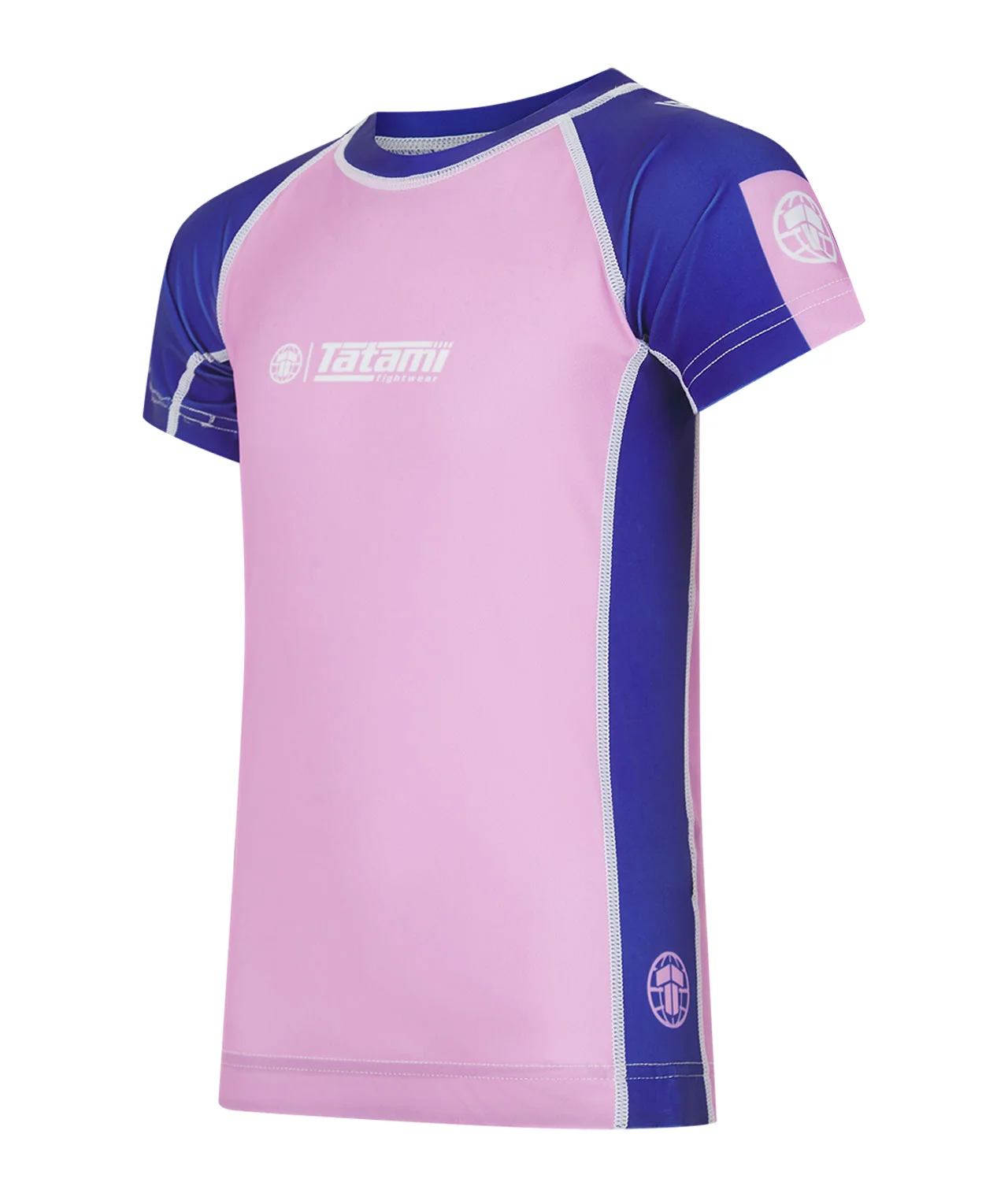Kids Contrast Short Sleeve Rash Guard - Pink & Navy - Image 2