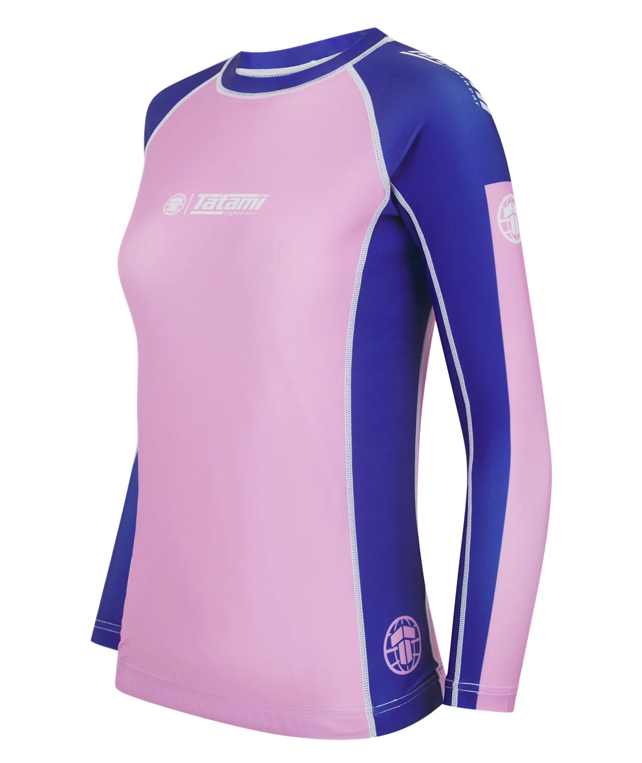 Ladies Contrast Long Sleeve Rash Guard - Pink & Navy - Image 3